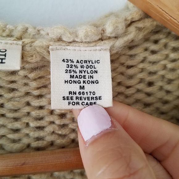 Anthropologie Moth Knit Wool Blend Hooded Cardigan Sweater Medium - Picture 10 of 11